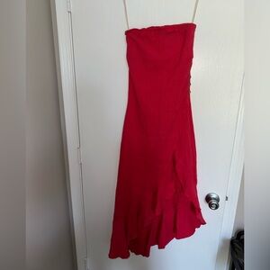 Free People Strapless Red Maxi Dress